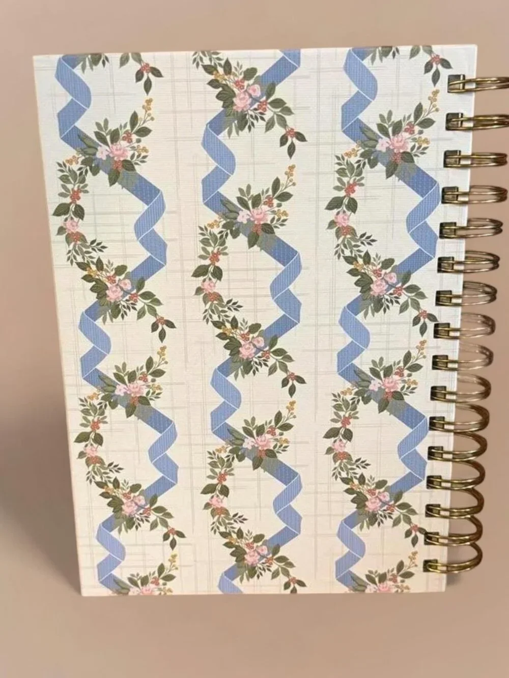 Floral ribbon spiral lined notebook